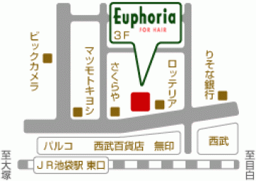 Euphoria 【ユーフォリア】 池袋東口駅前店地図