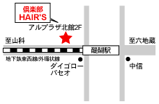 倶楽部 HAIR'S地図