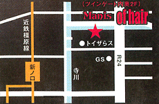 manis of hair ツインゲート店地図