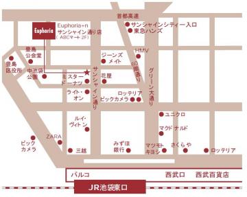 Euphoria　+nサンシャイン通り店地図